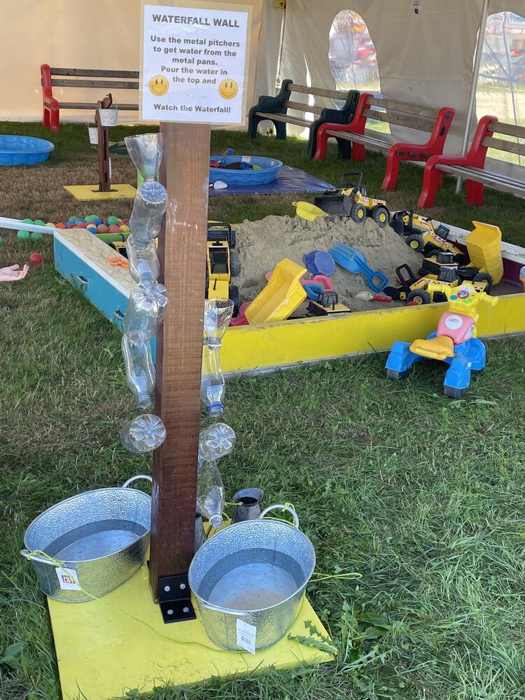 Waterfall activity station for kids